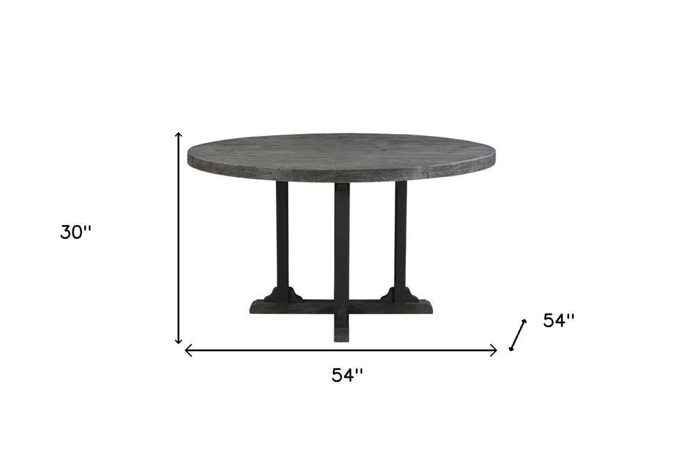 Black Rounded Solid Wood Pedestal Base Dining Table By Homeroots | Dining Tables | Modishstore - 7