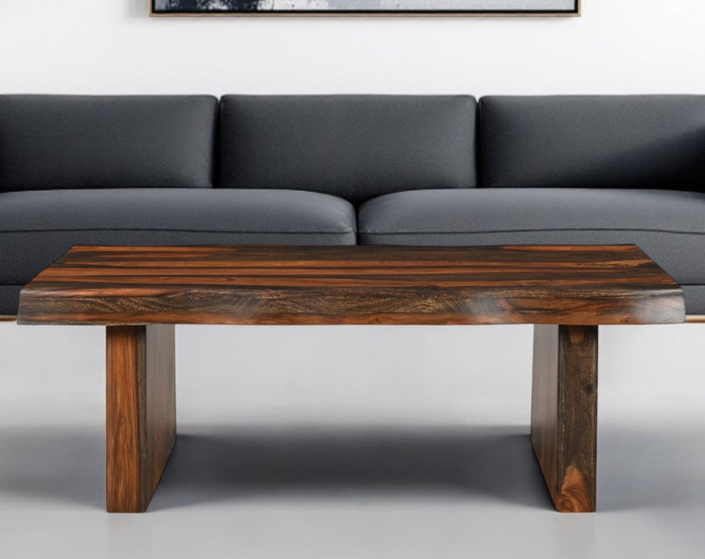 Dark Brown Solid Wood Sled Coffee Table By Homeroots | Coffee Tables | Modishstore - 2