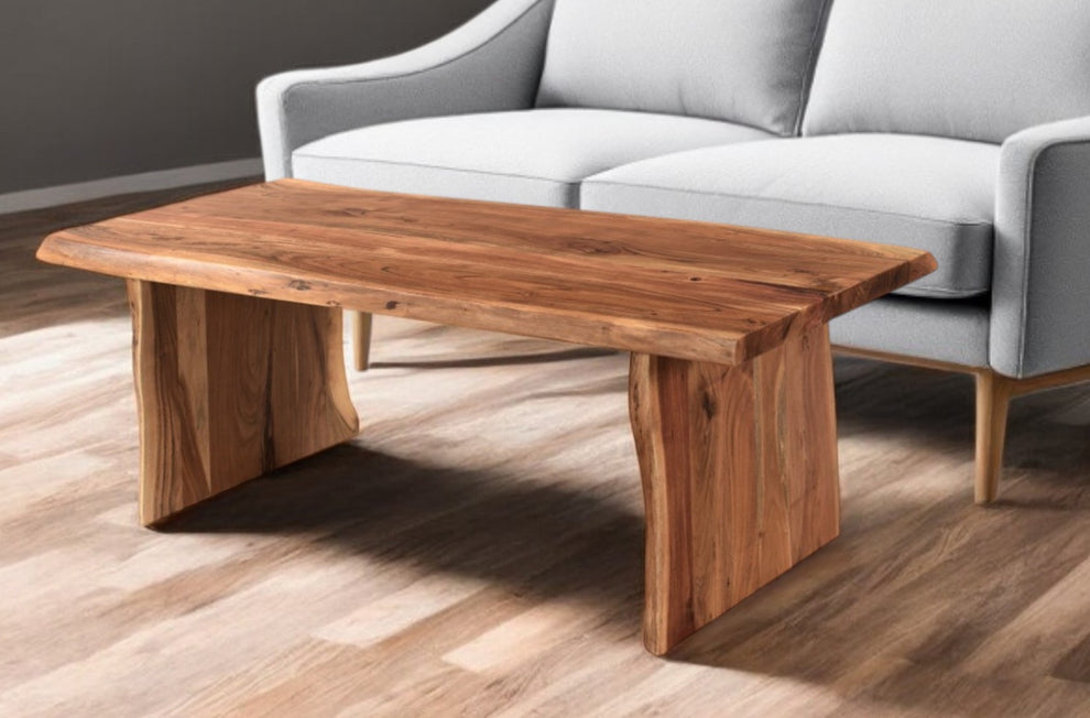 Brown Solid Wood Sled Coffee Table By Homeroots | Coffee Tables | Modishstore - 2