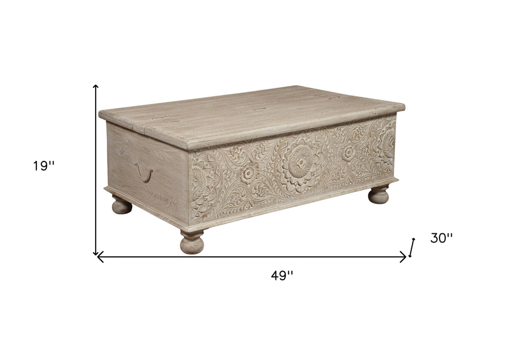 Natural Solid Wood Distressed Lift Top Coffee Table By Homeroots | Coffee Tables | Modishstore - 7