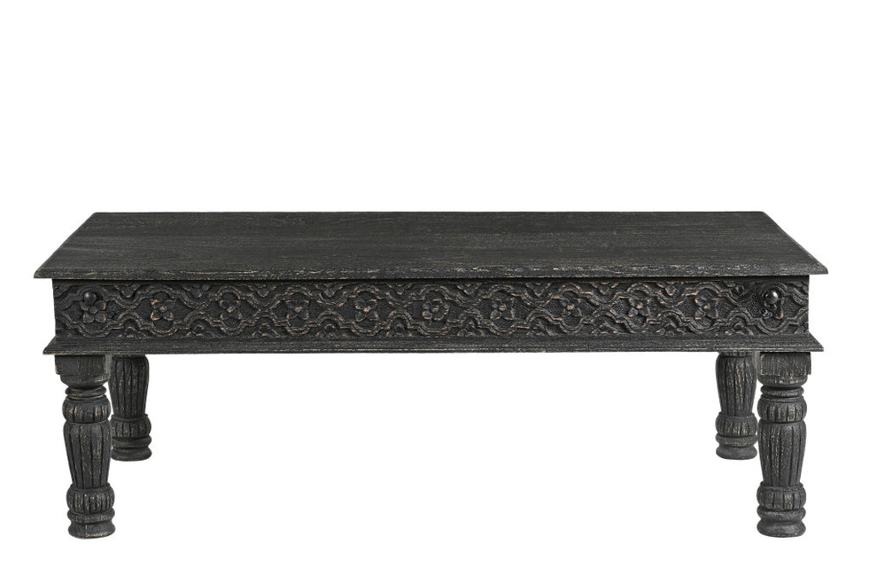 Black Solid Wood Distressed Coffee Table By Homeroots | Coffee Tables | Modishstore - 3