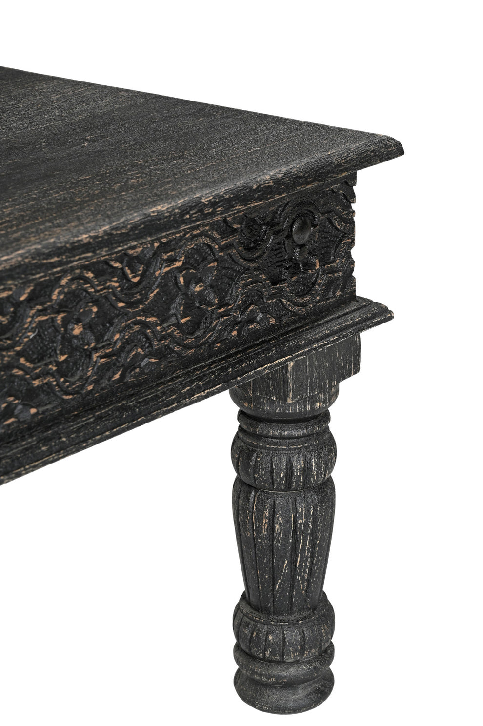 Black Solid Wood Distressed Coffee Table By Homeroots | Coffee Tables | Modishstore - 8