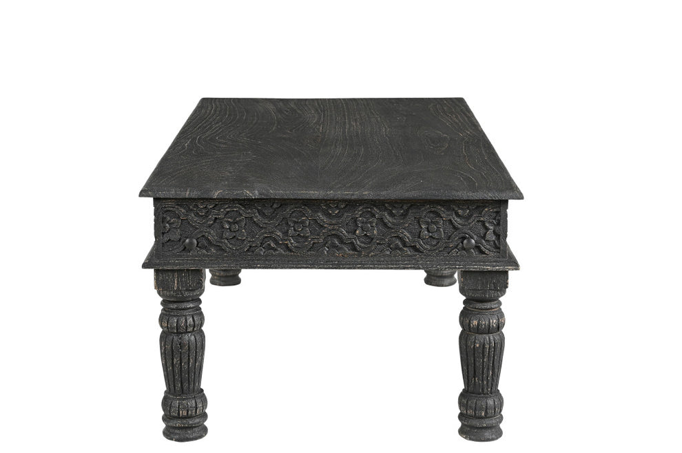 Black Solid Wood Distressed Coffee Table By Homeroots | Coffee Tables | Modishstore - 4