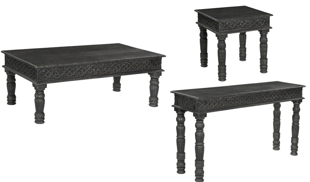 Black Solid Wood Distressed Coffee Table By Homeroots | Coffee Tables | Modishstore - 6