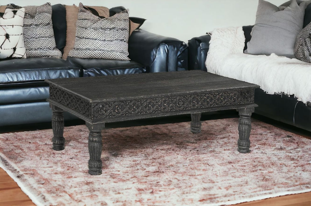 Black Solid Wood Distressed Coffee Table By Homeroots | Coffee Tables | Modishstore - 2
