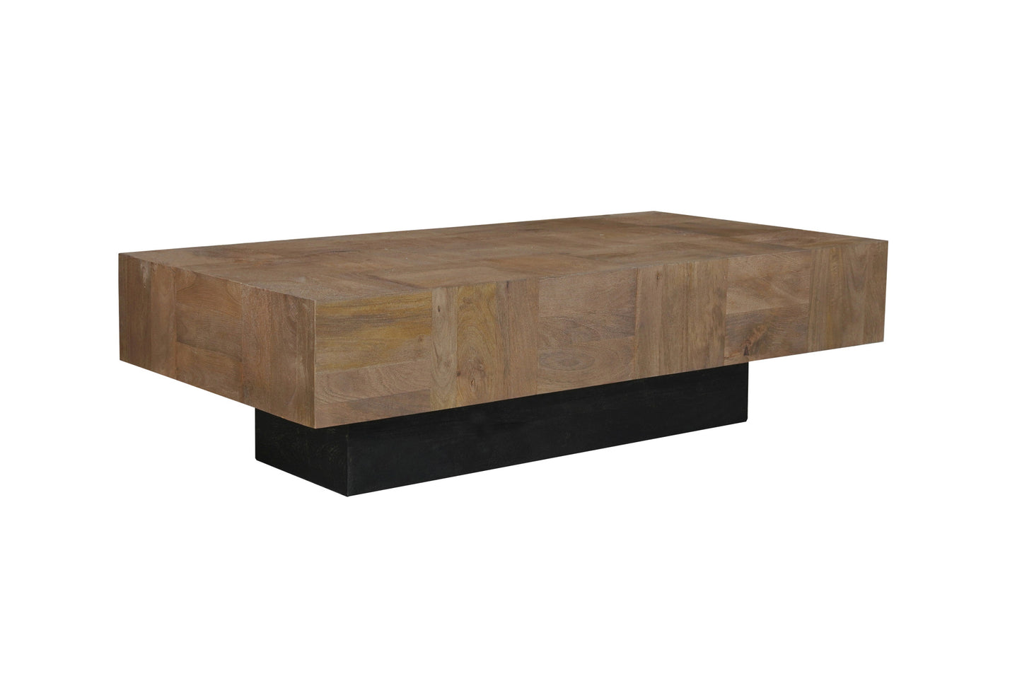 Dark Brown and Black Solid Wood Block Coffee Table By Homeroots | Coffee Tables | Modishstore - 4