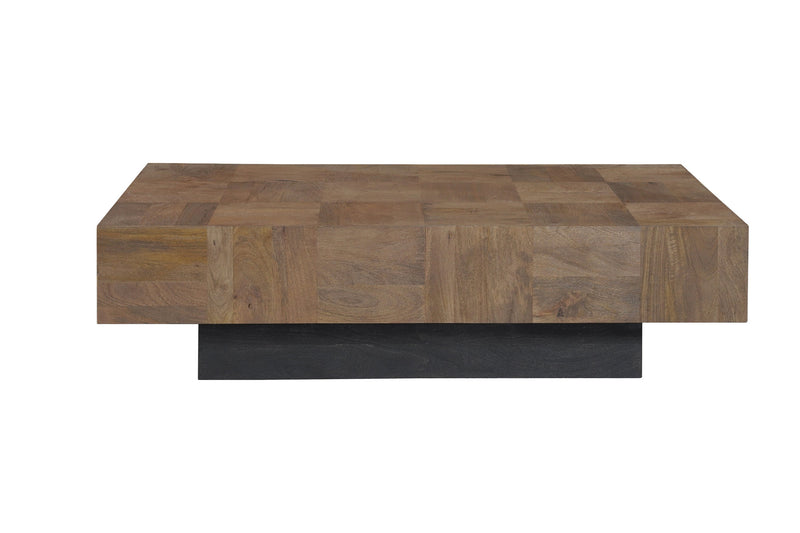 Dark Brown and Black Solid Wood Block Coffee Table By Homeroots | Coffee Tables | Modishstore - 1