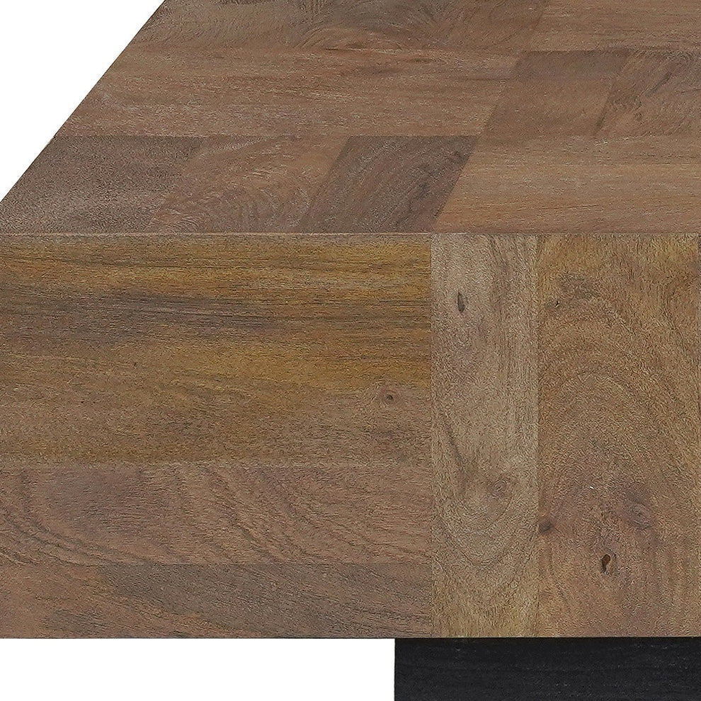 Dark Brown and Black Solid Wood Block Coffee Table By Homeroots | Coffee Tables | Modishstore - 8