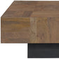 Dark Brown and Black Solid Wood Block Coffee Table By Homeroots | Coffee Tables | Modishstore - 7