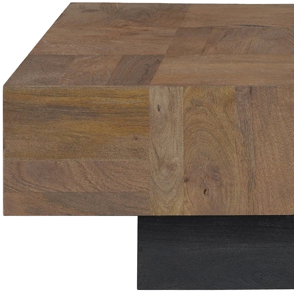 Dark Brown and Black Solid Wood Block Coffee Table By Homeroots | Coffee Tables | Modishstore - 7
