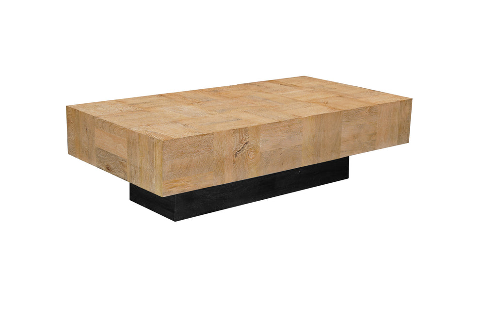 Natural and Black Solid Wood Block Coffee Table By Homeroots | Coffee Tables | Modishstore - 3