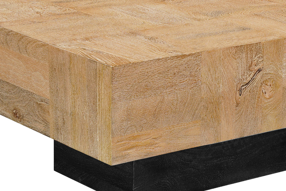 Natural and Black Solid Wood Block Coffee Table By Homeroots | Coffee Tables | Modishstore - 6