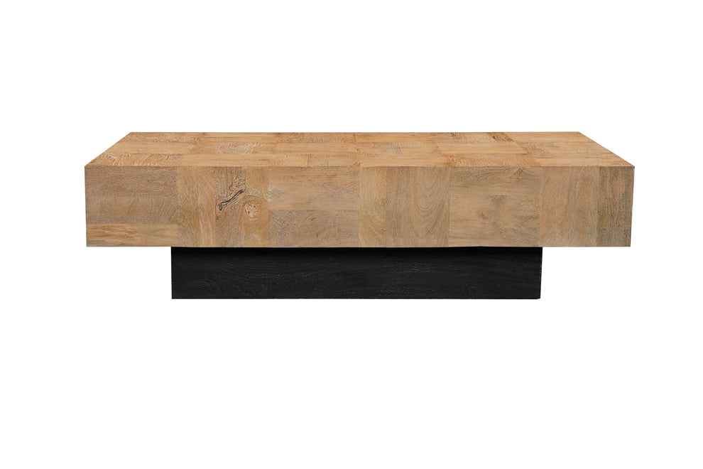 Natural and Black Solid Wood Block Coffee Table By Homeroots | Coffee Tables | Modishstore - 2