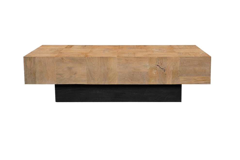 Natural and Black Solid Wood Block Coffee Table By Homeroots | Coffee Tables | Modishstore - 4