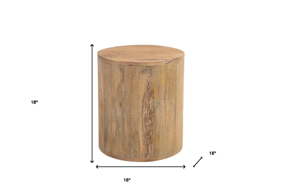 Natural Solid Wood Round End Table By Homeroots | End Tables | Modishstore - 7