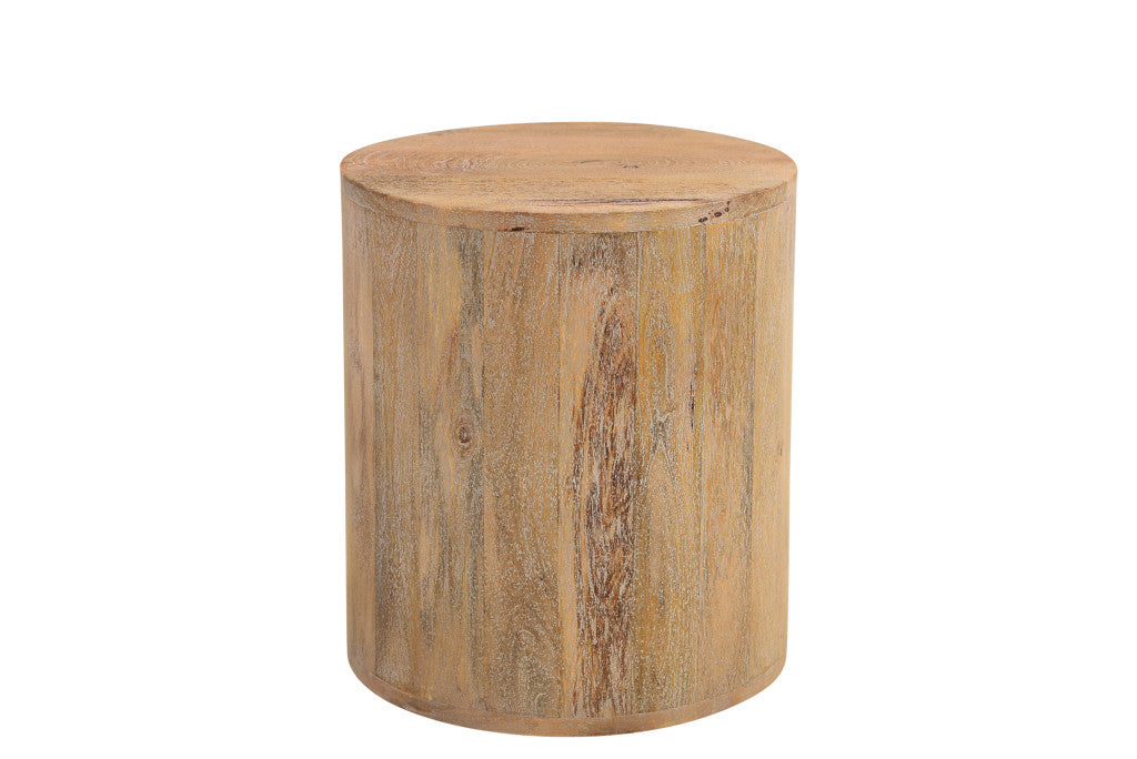 Natural Solid Wood Round End Table By Homeroots | End Tables | Modishstore - 1