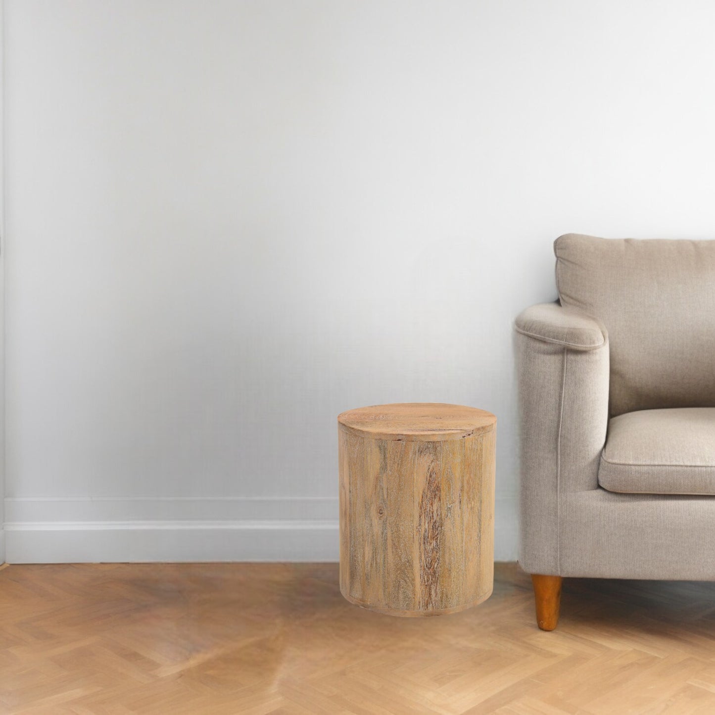 Natural Solid Wood Round End Table By Homeroots | End Tables | Modishstore - 2