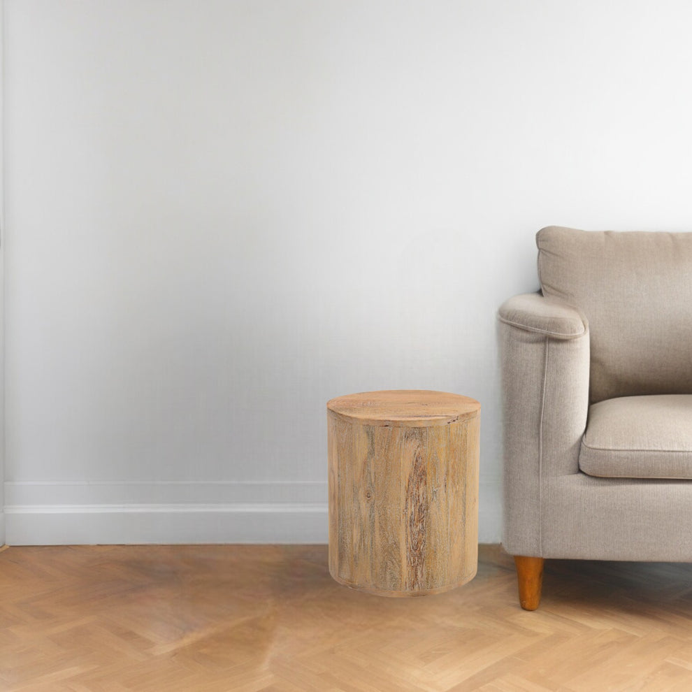 Natural Solid Wood Round End Table By Homeroots | End Tables | Modishstore - 2