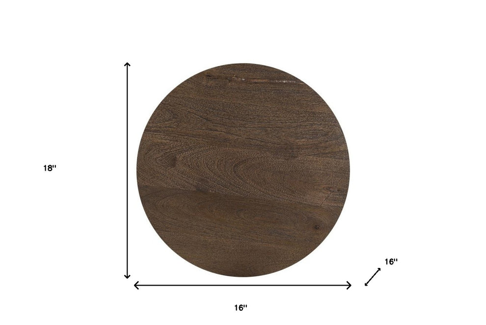 Dark Brown Solid Wood Round End Table By Homeroots | End Tables | Modishstore - 6