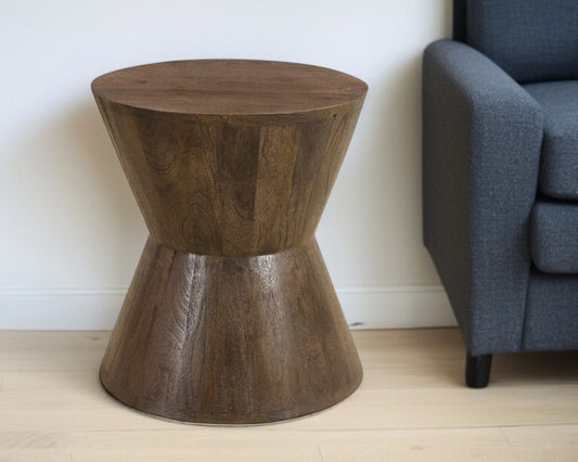 Dark Brown Solid Wood Round End Table By Homeroots | End Tables | Modishstore - 1