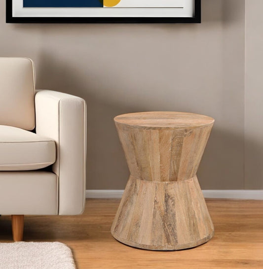 Wood Brown And Brown Wood Solid Wood Round End Table By Homeroots | End Tables | Modishstore - 1