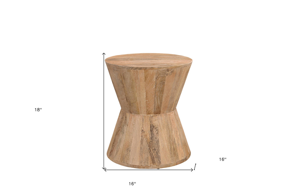 Wood Brown And Brown Wood Solid Wood Round End Table By Homeroots | End Tables | Modishstore - 6