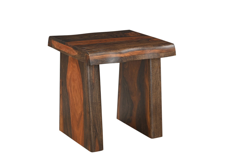 Dark Brown And Brown Wood Solid Wood Square End Table By Homeroots | End Tables | Modishstore - 5