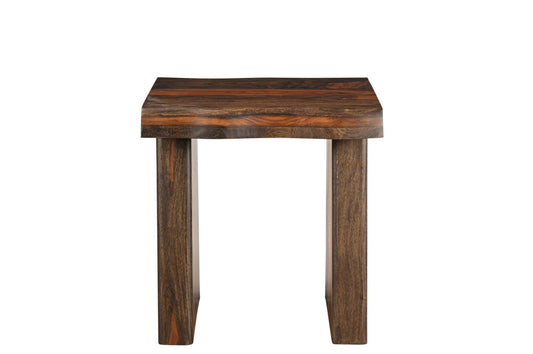 Dark Brown And Brown Wood Solid Wood Square End Table By Homeroots | End Tables | Modishstore - 1