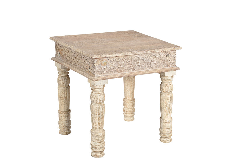 White Distressed Solid Wood Square End Table By Homeroots | End Tables | Modishstore - 1
