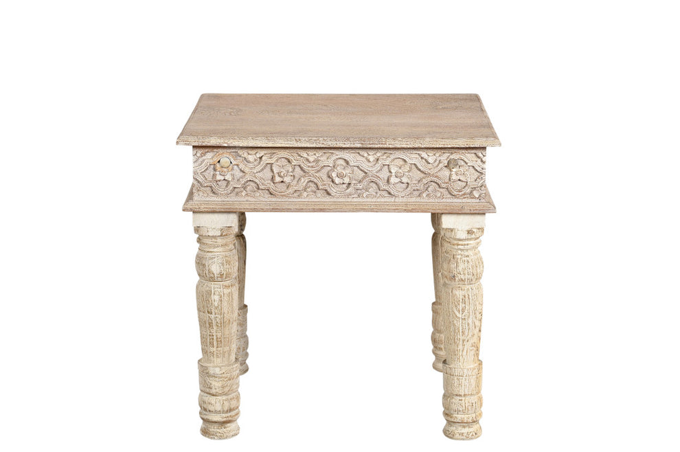 White Distressed Solid Wood Square End Table By Homeroots | End Tables | Modishstore - 3