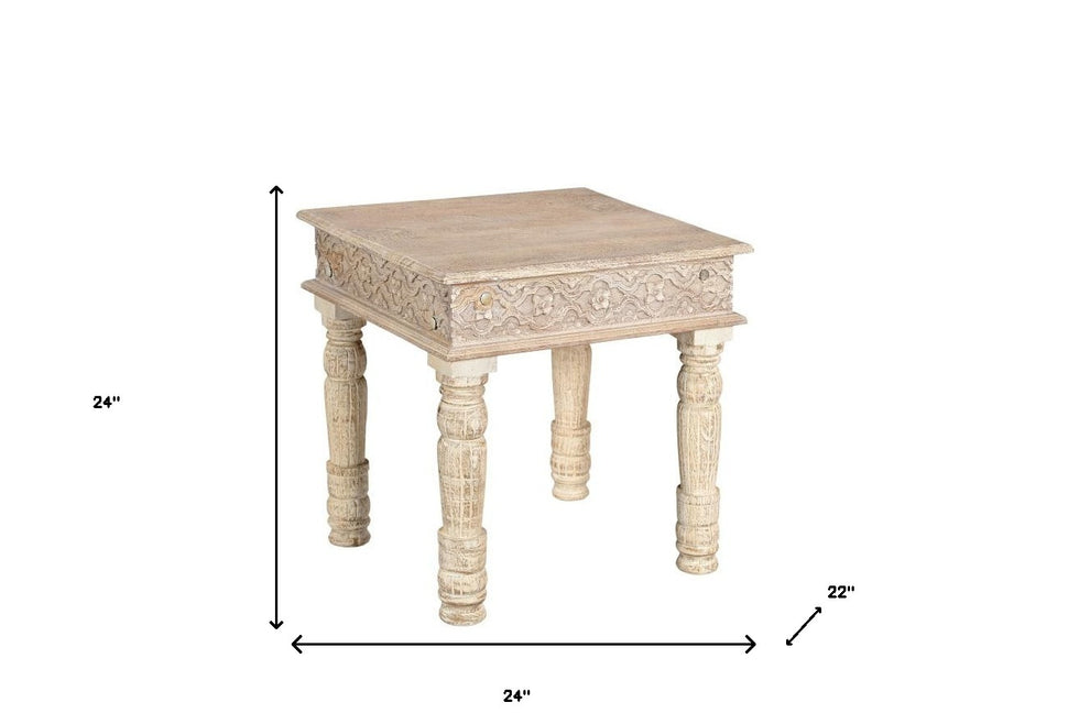 White Distressed Solid Wood Square End Table By Homeroots | End Tables | Modishstore - 5