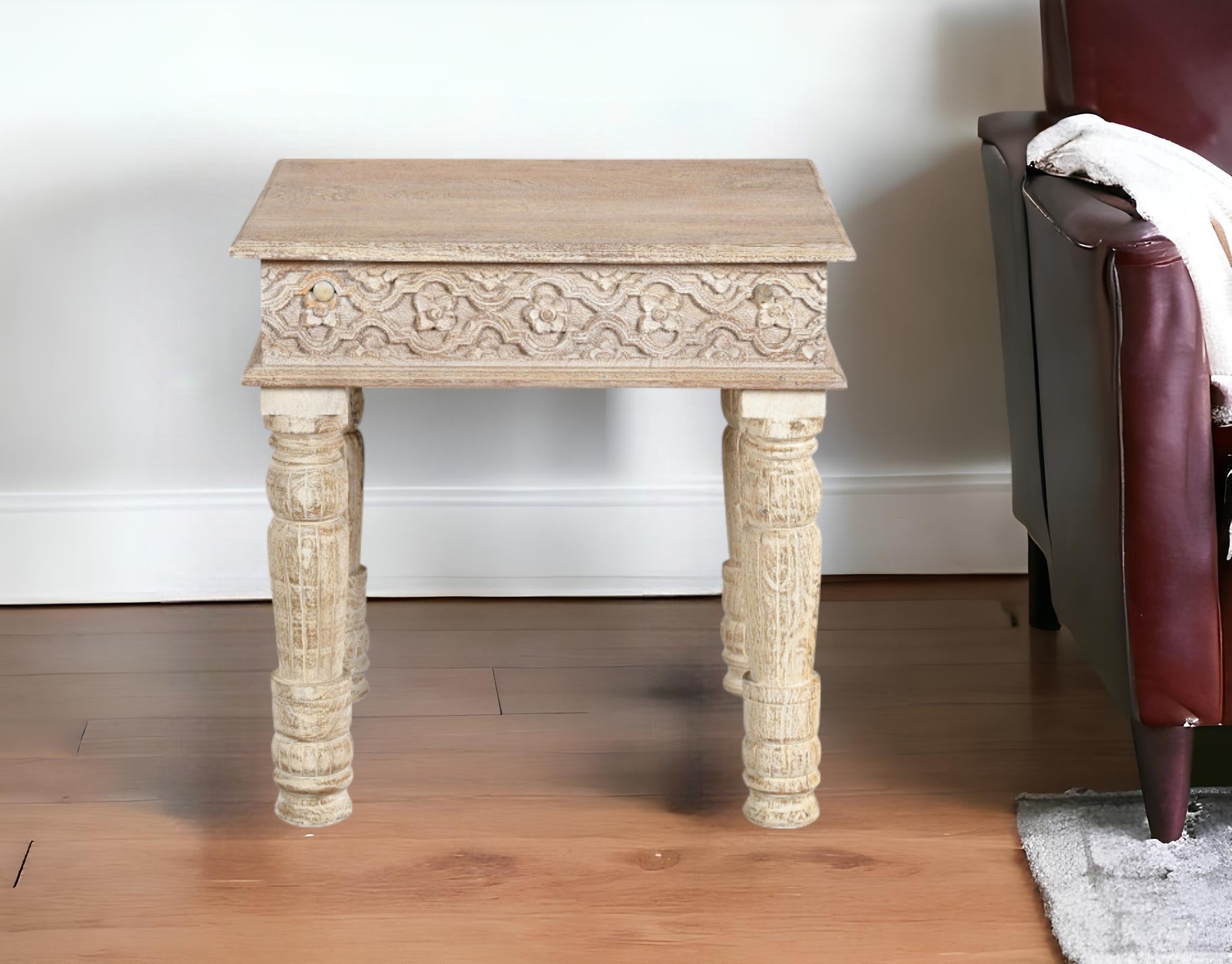 White Distressed Solid Wood Square End Table By Homeroots | End Tables | Modishstore - 2