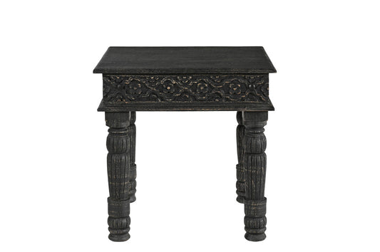 Black Distressed Solid Wood Square End Table By Homeroots | End Tables | Modishstore - 1