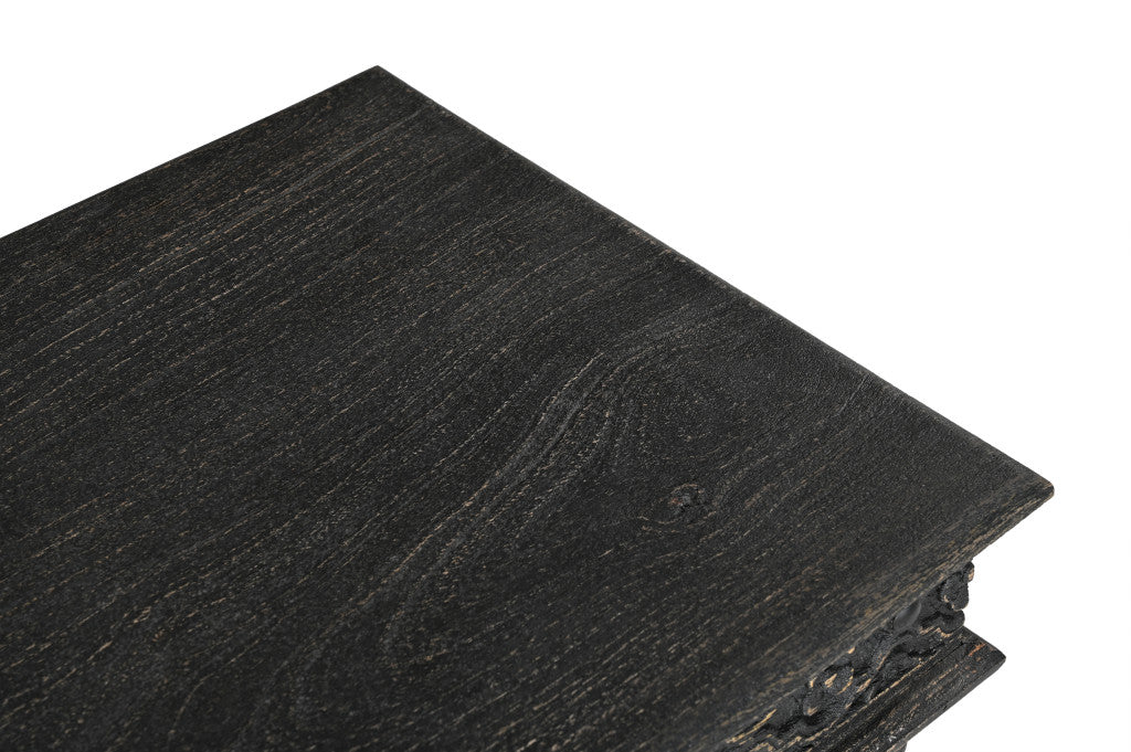Black Distressed Solid Wood Square End Table By Homeroots | End Tables | Modishstore - 5