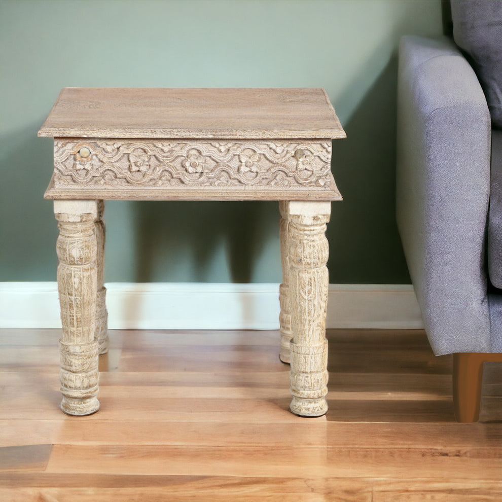 Natural Distressed Solid Wood Square End Table By Homeroots | End Tables | Modishstore - 2