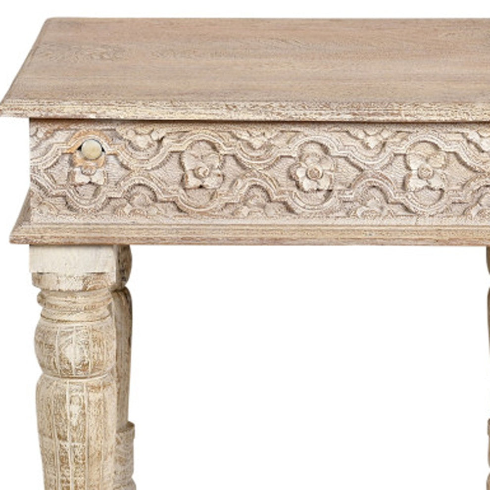 Natural Distressed Solid Wood Square End Table By Homeroots | End Tables | Modishstore - 5
