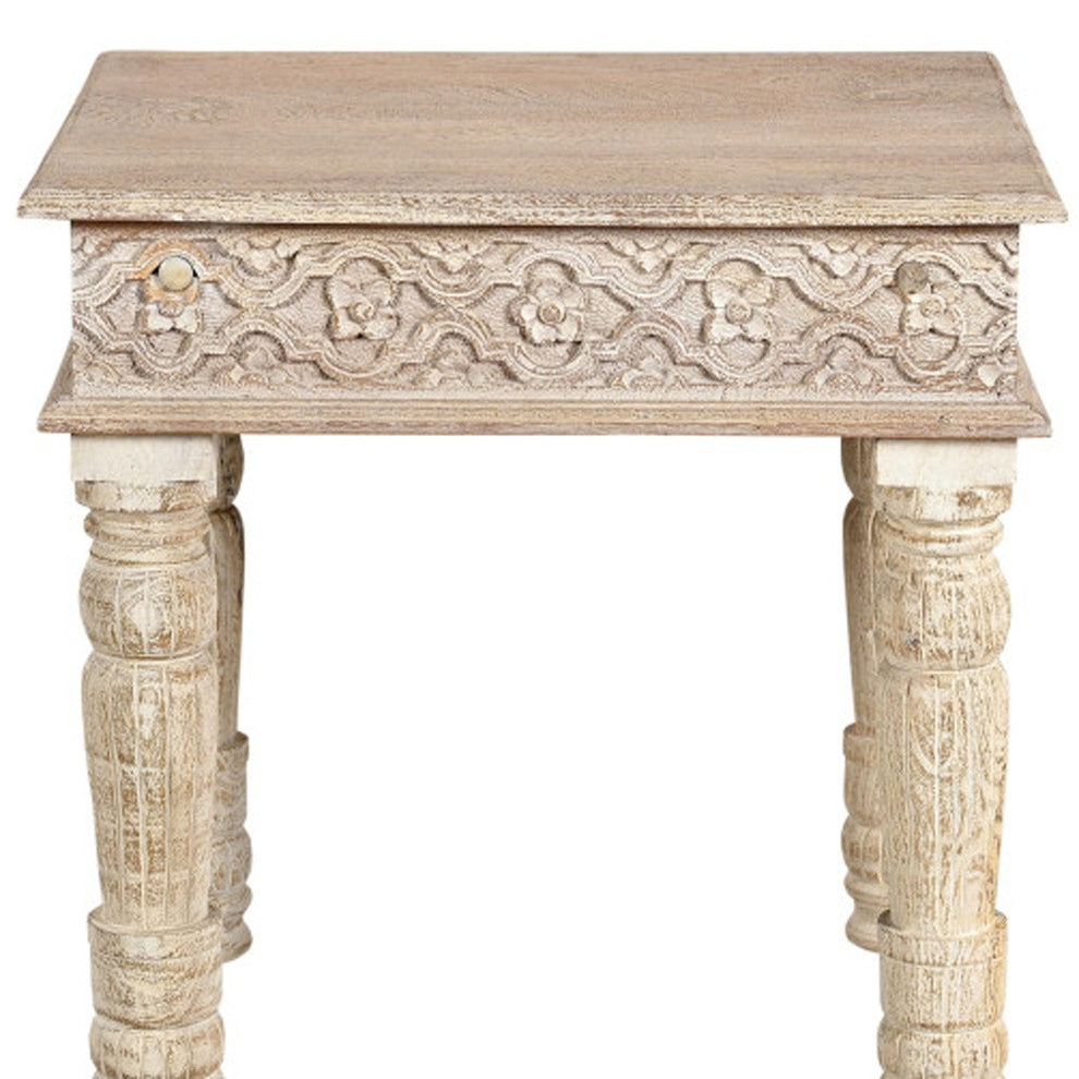 Natural Distressed Solid Wood Square End Table By Homeroots | End Tables | Modishstore - 6