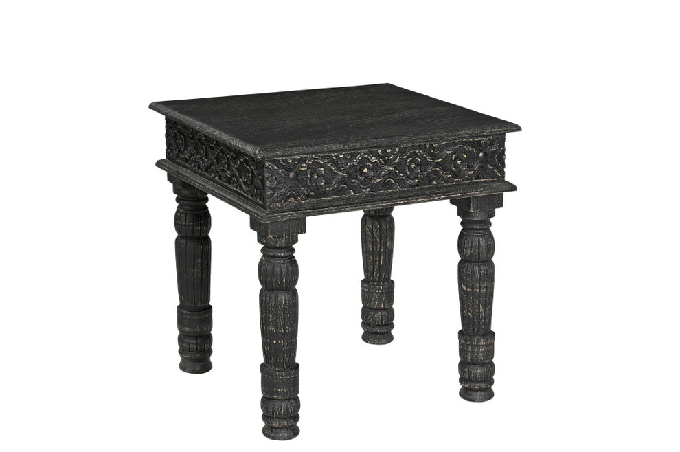 Black Distressed Solid Wood End Table By Homeroots | End Tables | Modishstore - 2