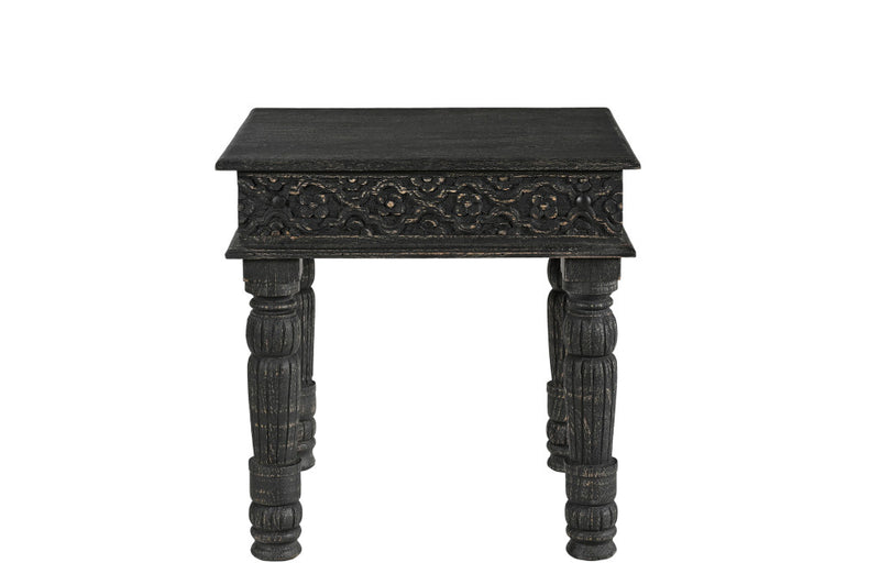 Black Distressed Solid Wood End Table By Homeroots | End Tables | Modishstore - 1