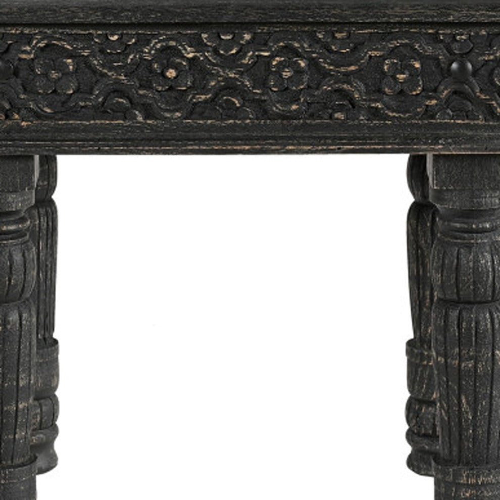 Black Distressed Solid Wood End Table By Homeroots | End Tables | Modishstore - 5
