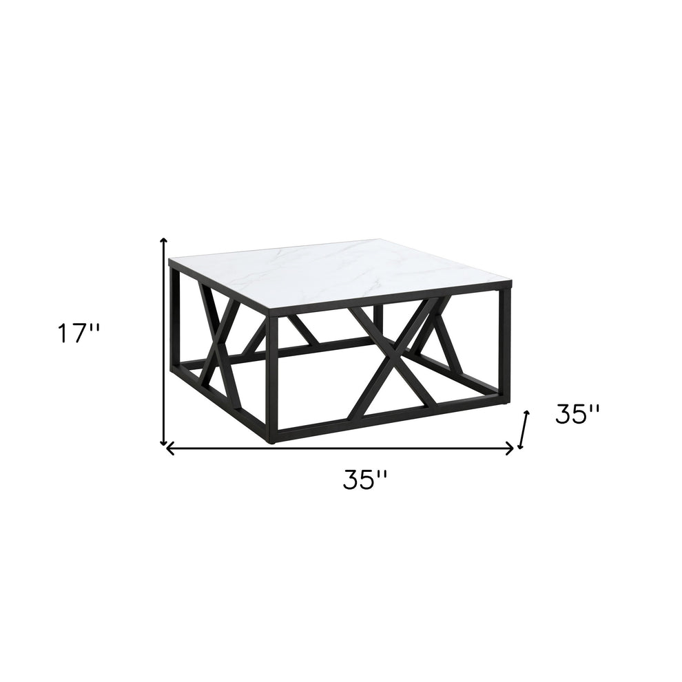 White And Black Steel Square Coffee Table By Homeroots | Coffee Tables | Modishstore - 7