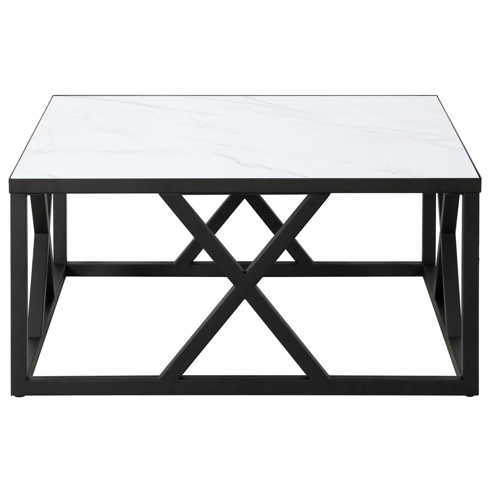 White And Black Steel Square Coffee Table By Homeroots | Coffee Tables | Modishstore - 3