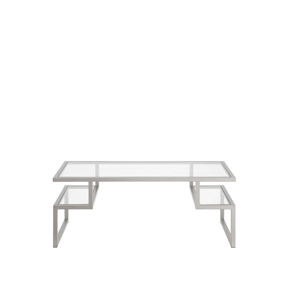 Silver Glass And Steel Coffee Table With Two Shelves By Homeroots | Coffee Tables | Modishstore - 4