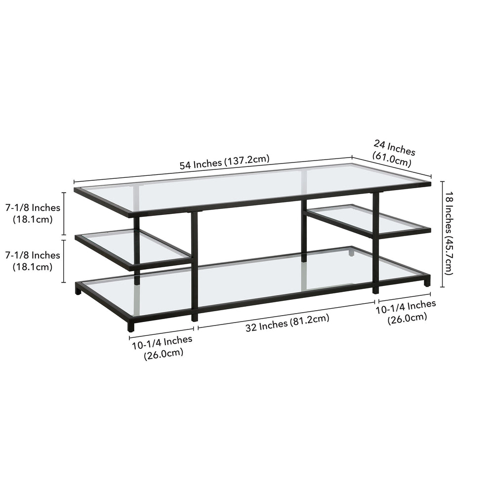 Black Glass And Steel Coffee Table With Three Shelves By Homeroots | Coffee Tables | Modishstore - 6