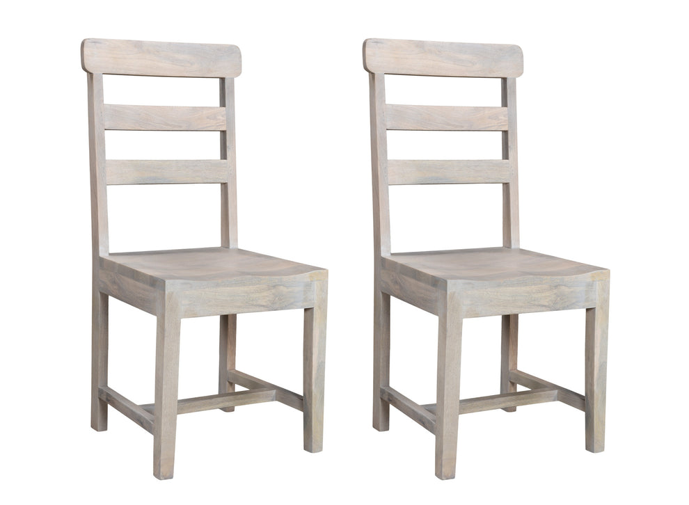 Set of Two White Wood Ladder Back Dining Side Chairs By Homeroots | Dining Chairs | Modishstore - 7