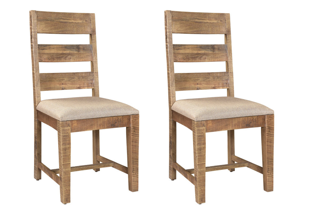 Set of Two Beige And Brown Upholstered Fabric Ladder Back Dining Side Chairs By Homeroots | Dining Chairs | Modishstore - 7
