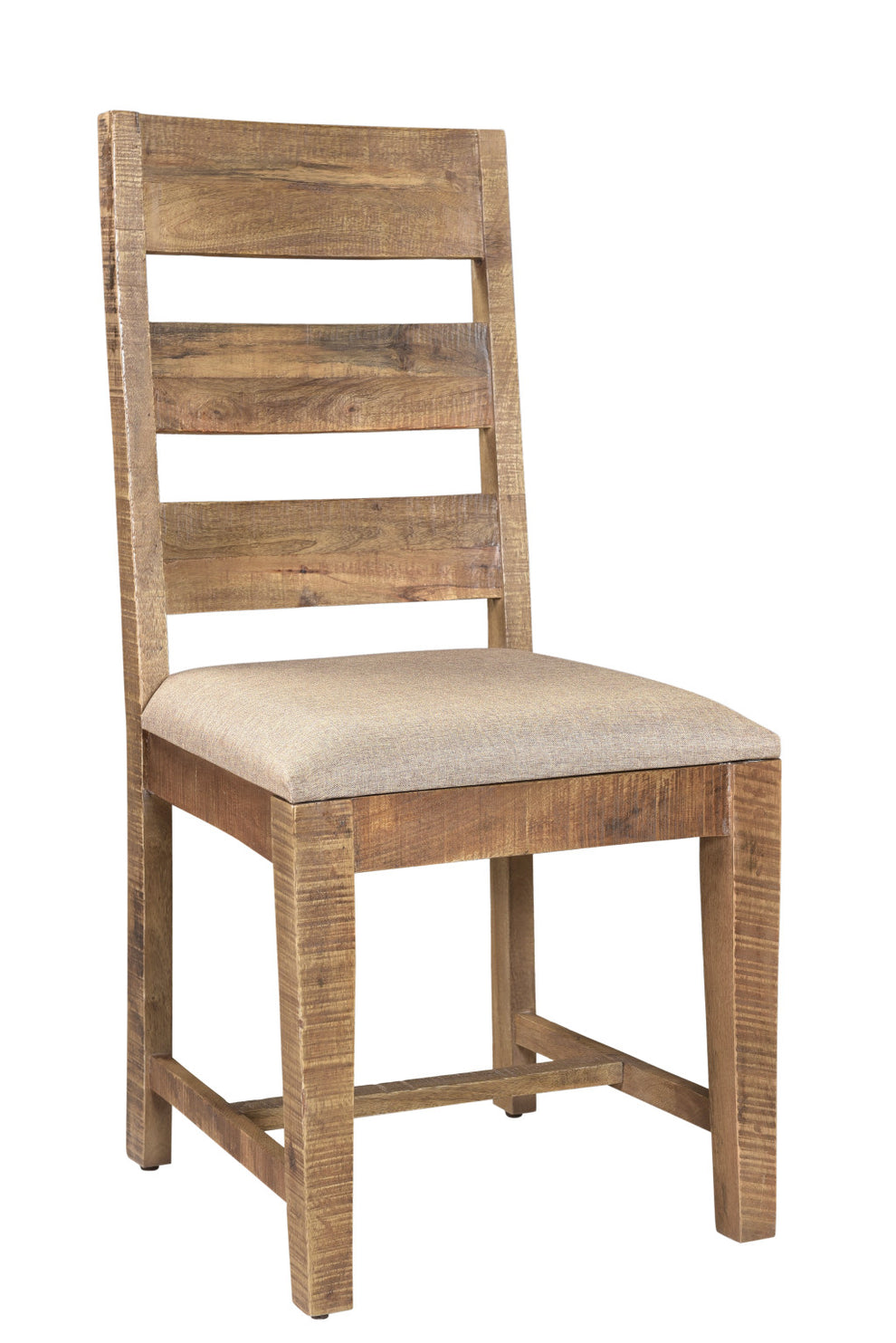 Set of Two Beige And Brown Upholstered Fabric Ladder Back Dining Side Chairs By Homeroots | Dining Chairs | Modishstore - 2