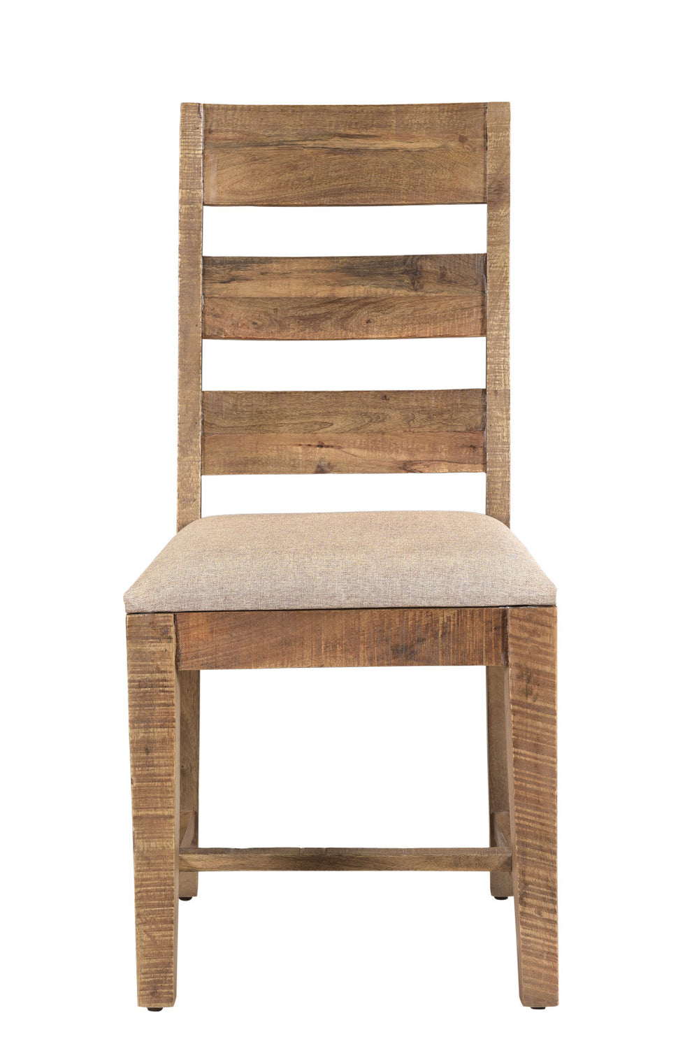 Set of Two Beige And Brown Upholstered Fabric Ladder Back Dining Side Chairs By Homeroots | Dining Chairs | Modishstore - 3