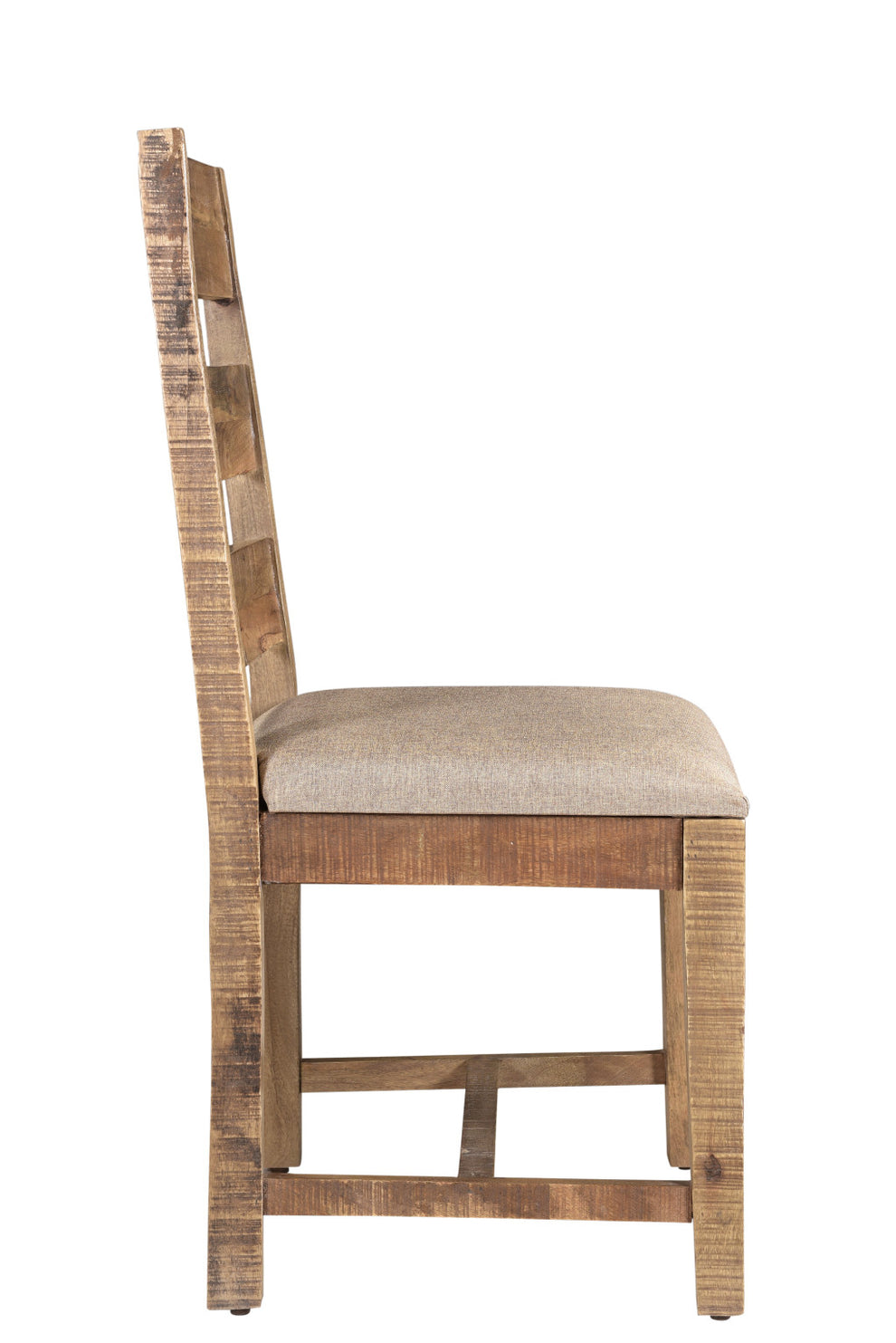 Set of Two Beige And Brown Upholstered Fabric Ladder Back Dining Side Chairs By Homeroots | Dining Chairs | Modishstore - 4