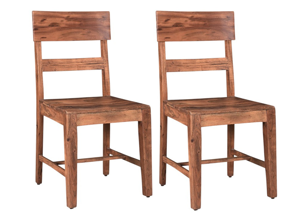 Set of Two Brown Wood Ladder Back Dining Side Chairs By Homeroots | Dining Chairs | Modishstore - 7